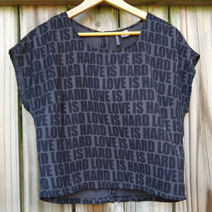 H&M Black Graphic Crop Top